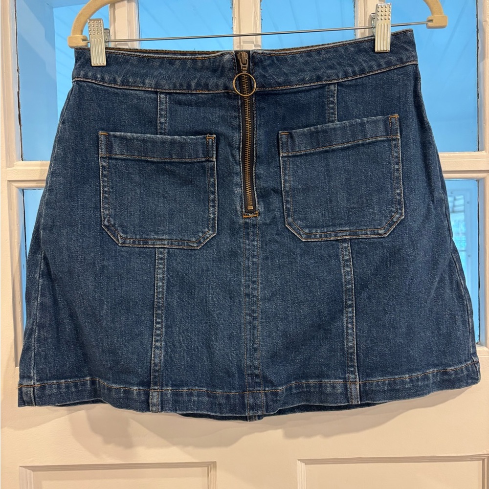 Denim Mini Skirt with Front Pockets